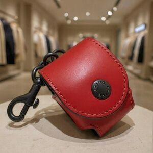 COACH Airpod Case Red Leather - NEW
